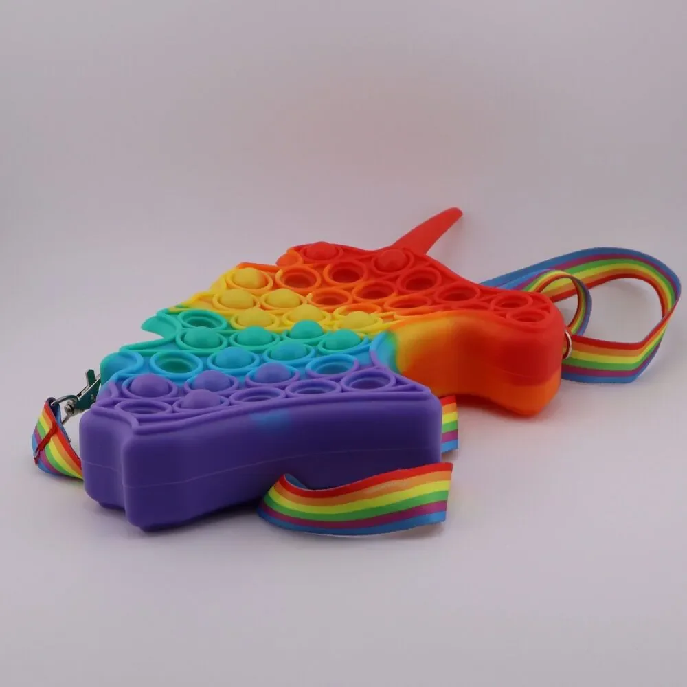 Popper Stress Relief Fidget Toy Rainbow Unicorn Kids Mini Crossbody Shoulder Bag